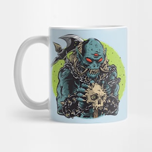 blue monster with axe Mug